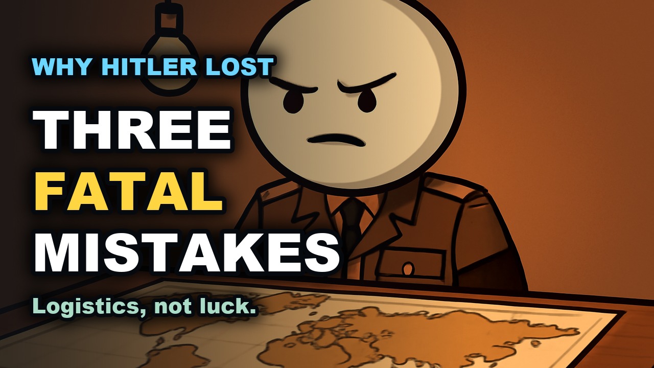 같은 프로그램 배경에 문구만 바꿔본 영어 썸네일 — Why Hitler Lost, Three Fatal Mistakes